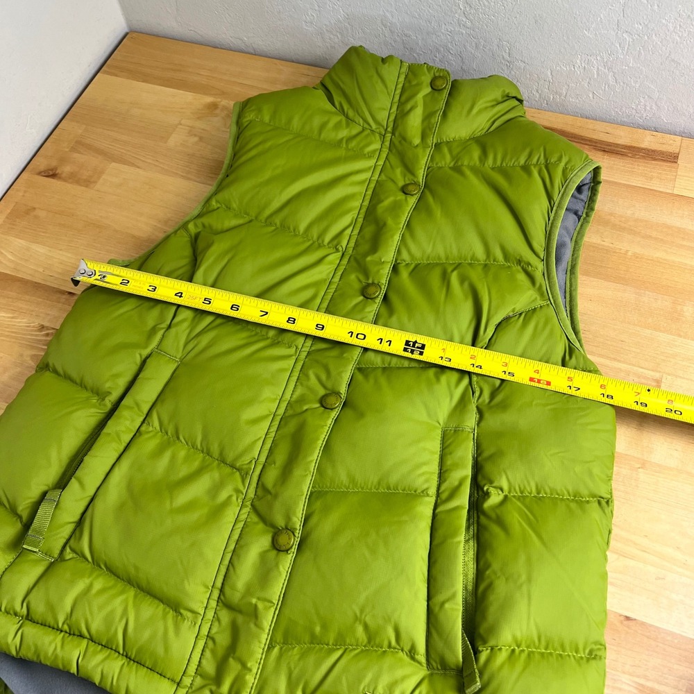 LL Bean Womens Small Lime Green Goose Down Quilted Puffer Vest Snap Front 276563 - Picture 7 of 8